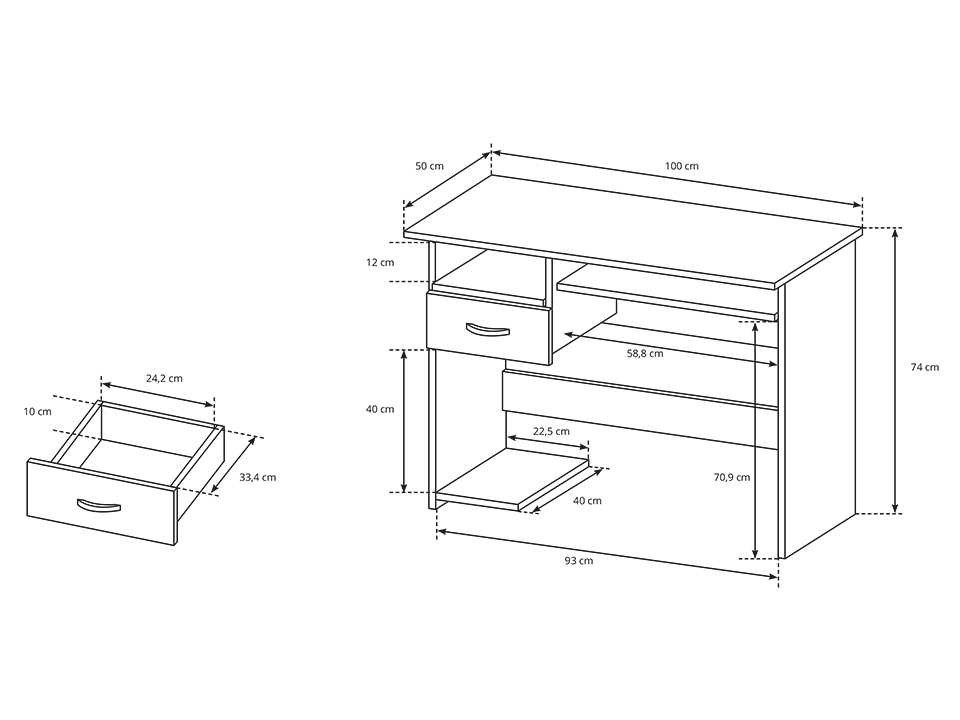 Biurko 100cm KRIS ls - Olcha