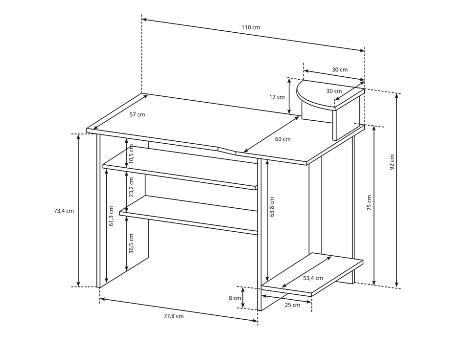 Biurko 110cm LS 5 - Dąb Sonoma, Olcha